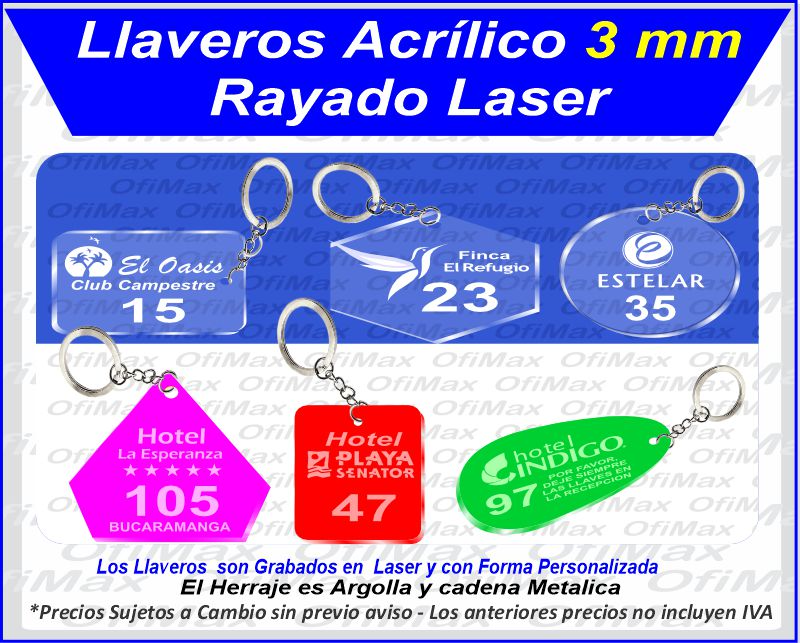 llaveros acrilico laser muestras, bogota, colombia